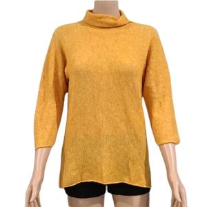 MADE IN ITALY OF‎ BENETTON WOMEN'S TOP SWEATER 3/4 SLEEVE ORANGE WOOL BLEND SZ L